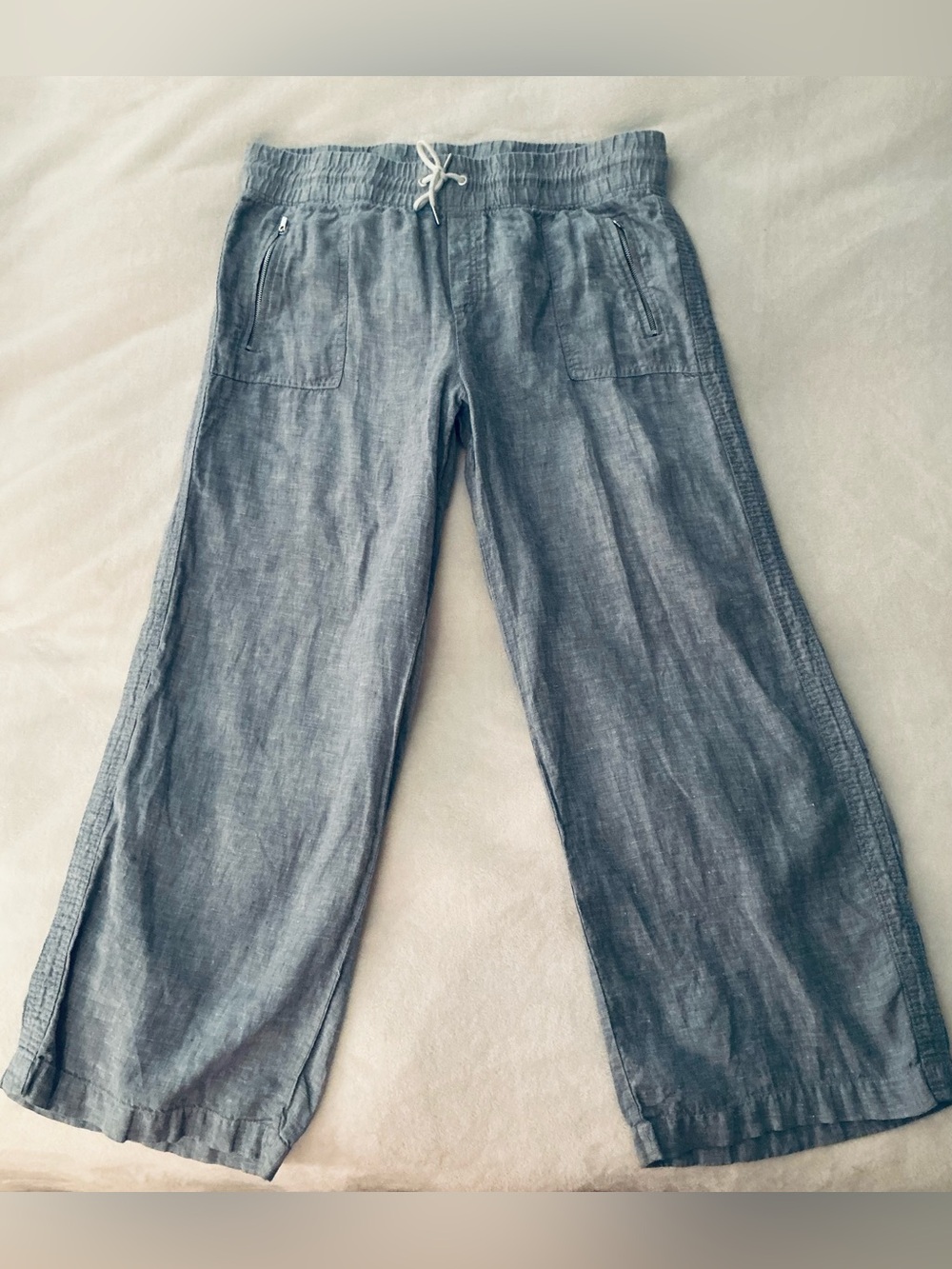 Athleta Women's Wide Leg Linen Pants - Light Blue Size 16